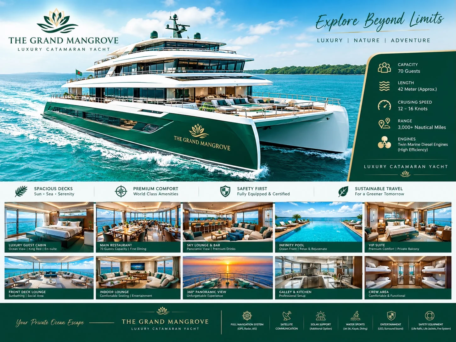 Luxury catamaran yacht concept poster